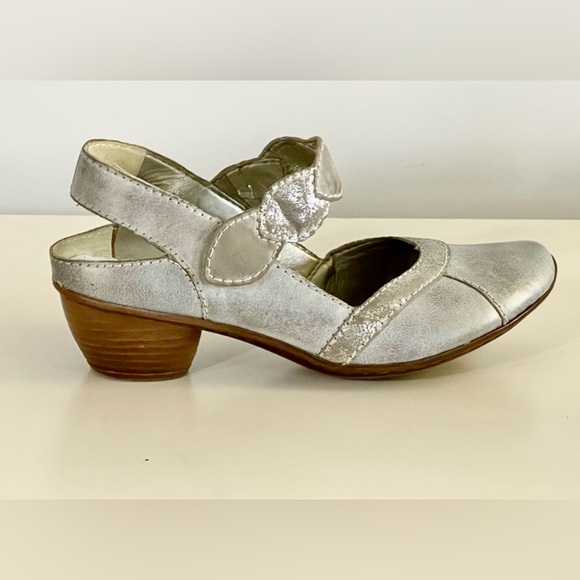 Rieker Antistress Metallic Heels Grey/Silver Sparkling Mary Jane Pumps Sz 37 - Picture 2 of 8